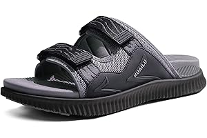 KuaiLu Mens Orthotic Sandals Athletic Thick Cushion Recovery Sport Slides Adjustable Strap Open Toe Walking Sandles With Comfortable Plantar Fasciitis Arch Support