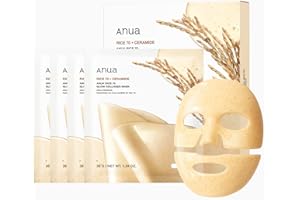 ANUA Rice 70 Glow Collagen Mask, Overnight Face Mask for Glass Skin, Ceramide, Collagen Facial Mask, Skin Moisture Barrier, Tightening Care, Natural Color, Korean Skin Care (38g, 4ea)