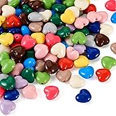 Heart Acrylic Beads Cheriswelry 130Pcs Valentine’s Day Bead Colorful Heart Pony Spacer Beads 13 Colors 9mm for DIY Crafts Bracelet Necklace Earring Jewelry Making