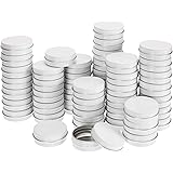 Foraineam 48 Pack 2 oz White Lip Balm Tin Cans - Aluminum Round Cosmetic Sample Containers with Screw Lid - Metal Empty Tins 