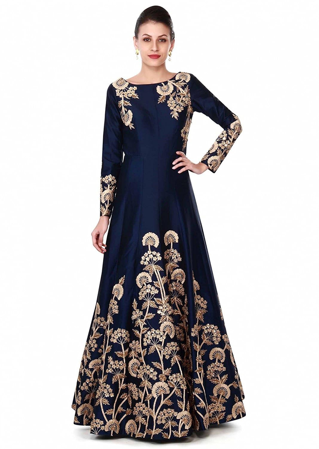 gloxi fashion women's blue tapheta silk gown