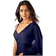Sidhidata Women's Plain Pure Georgette Saree With Unstitched Blouse Piece (Rocky Aur Rani Ki Prem Kahani Alia Bhatt Saree)