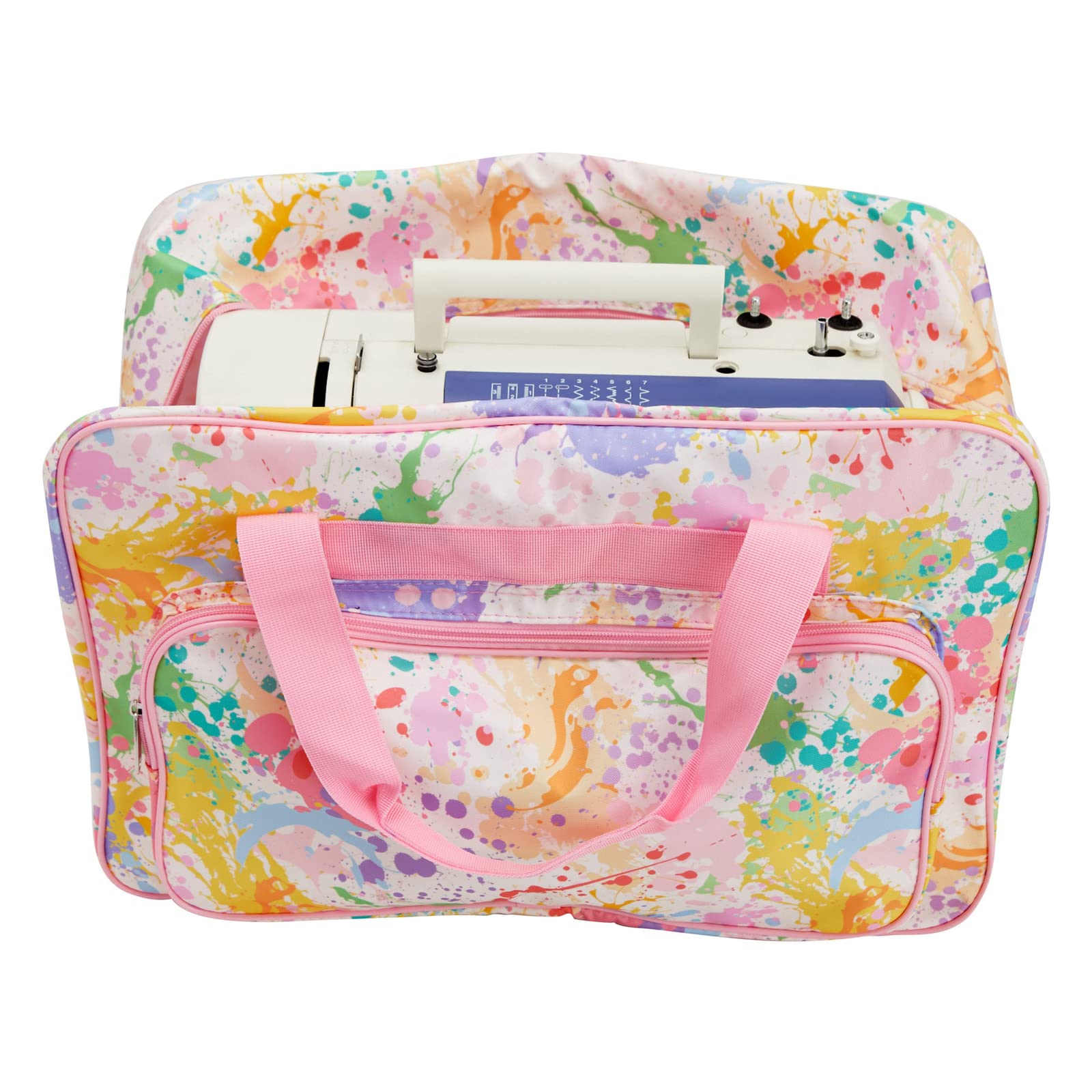 Bright Creations Pastel Watercolor Sewing Machine Carrying Case - Universal Tote Travel Bag Accessories Organizer Compatible with Most Standard Machines (18.1 x 9.4 x 12.2 Inch)