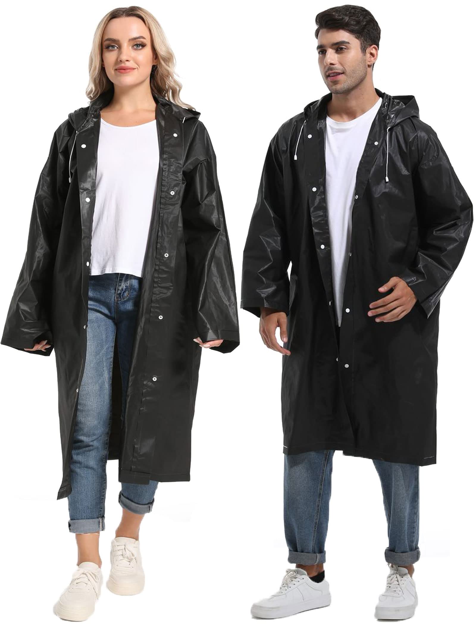 Borogo Rain Ponchos for Adults Reusable 2Pcs