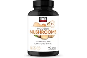 Force Factor Modern Mushrooms Capsules, Mushroom Supplement with Lions Mane, Turkey Tail, & Cordyceps to Support Energy, Focus, Immunity, & Digestion, 90 Vegetable Capsules