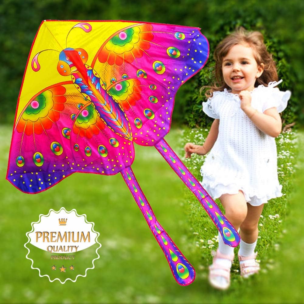 SHLMM 1.7m Butterfly Kite Breeze Easy to Fly Kite-Fiberglass Frame, Durable Polyester Cloth