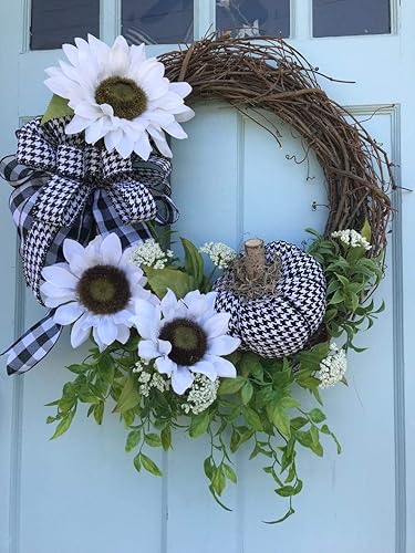 black and white checkered with sunflowers