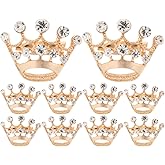 Tinksky Diamante Wedding Party Pageant Tiara Crown Corsage Brooch Pin Valentine's Day Gift, pack of 12, Gold, 2.8 * 2 * 2cm