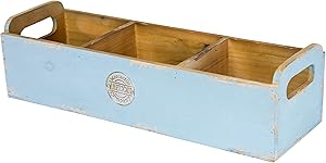 Wood Planter Box Blue Wooden Planter with Divider Weathered Finish Indoor Outdoor Garden Decor