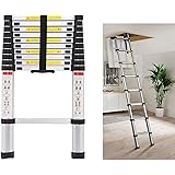 Telescoping Loft Ladder Extension Ladders 10.5ft 330lbs Max Load for Attic Loft RV Roof Home Office, Aluminum Light Weight Ea