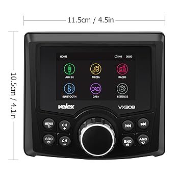 Marine Stereo, Audio Video Player DAB+/FM/AM mit Bluetooth Streaming, für Yacht, Boot, UTV, ATV, Powersport, Spa