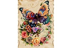 Acudotr Diamond Painting Kits for Adults, 5D DIY Diamond Art kits for Beginners, Full Drill Diamond Painting Kits for Home Wall Decor, Flower Butterfly, 12x16 Inch