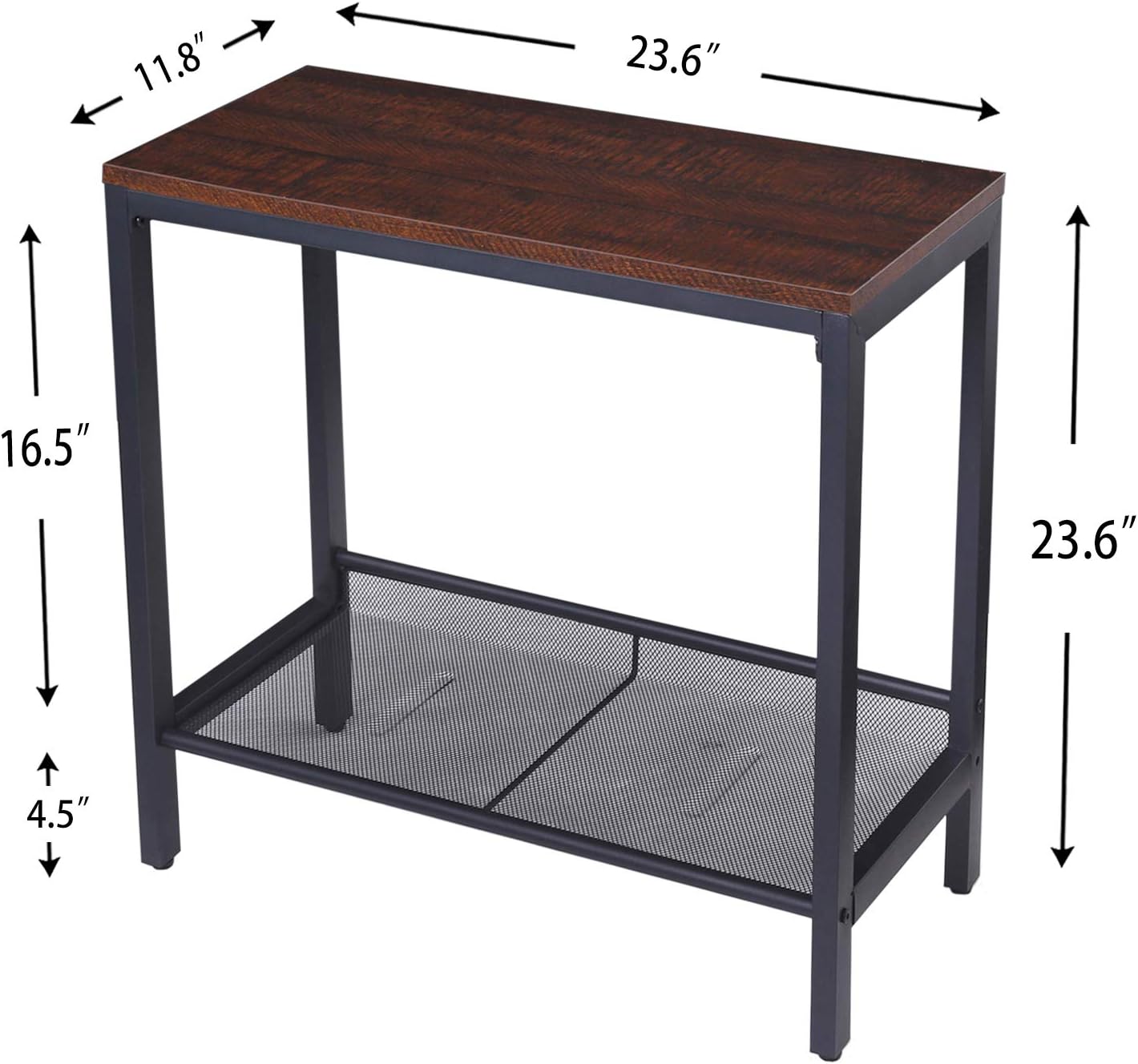 Furniture Hoobro Side Table Industrial Design Narrow Small Nightstand With Flat Or Slant Adjustable Mesh Shelf End Table For Small Spaces Easy Assembly Rustic Brown Home Kitchen Smkbinaputracihampelas Sch Id