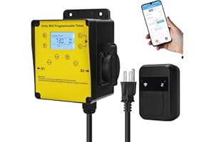 Ortis WiFi Above Ground Pool Timer Switch, Remote Phone Control via GeniLife APP, Dual Waterproof Outlets & LCD Display, Ideal for Pool Pumps, Filters, and Outdoor Lights
