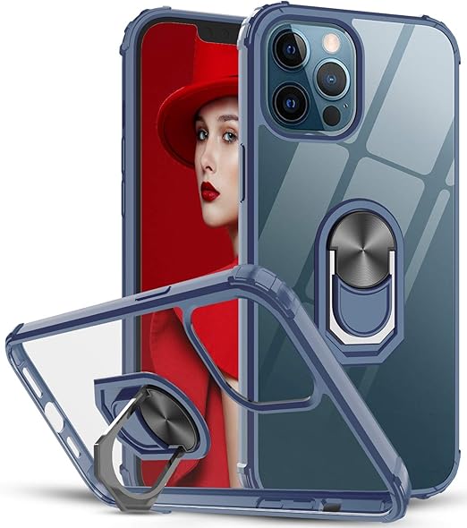 Leyi For Iphone 12 Pro Max Case Crystal Clear Ring Holder Military Grade Protective Shockproof Tough Silicone Hard Mobile Phone Cover For Apple Iphone 12 Pro Max Blue Amazon Co Uk Electronics