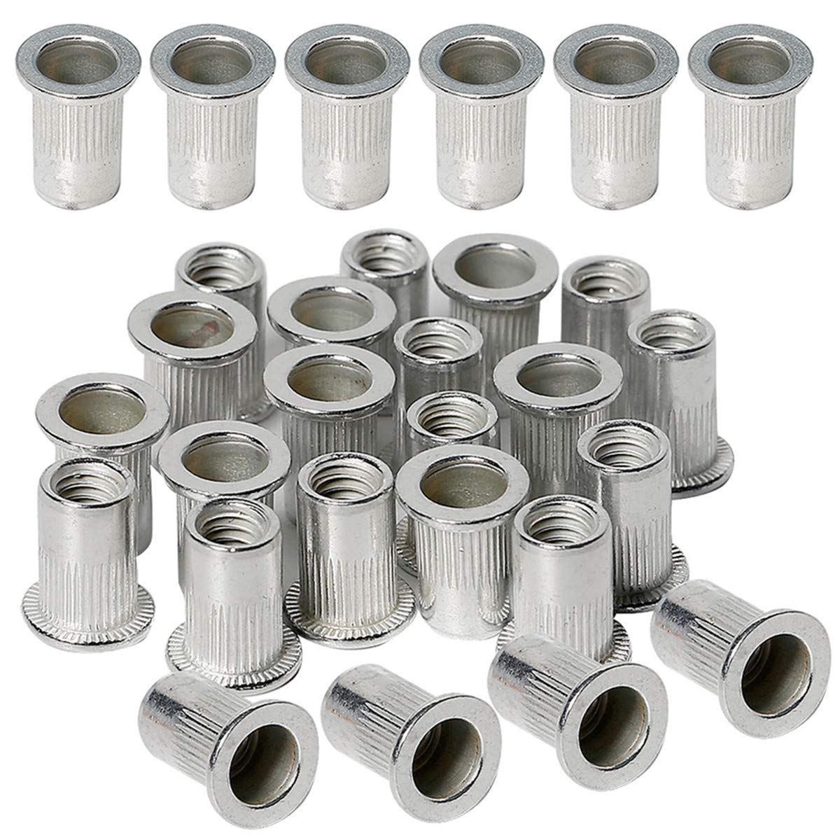 Metric M6 Aluminum Rivet Nut Threaded Inserts Rivnuts Nutsert M6-1.0mm 50-Piece