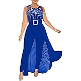 chicyes Womens One Piece Elegant Overlay Jumpsuit Dressy Sexy Bodycon Formal Sleeveless Rhinestone Romper Party Outfits