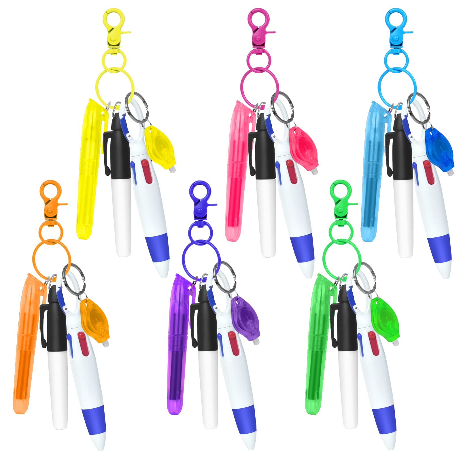 Photo 1 of DOUB 30 pieces Nurse Pens for Badge set with 6 led keychain Mini Highlighter Pen Permanent Marker Retractable Ball Nursing ClipPack Set, Neon
