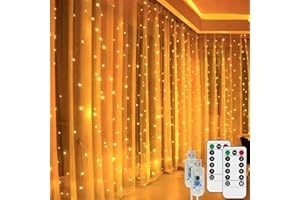 [2 Pack] Curtain Lights, 600 LED Fairy Lights, 8 Modes Waterproof String Twinkle Lights, USB Powered Hanging Lights for Wall 