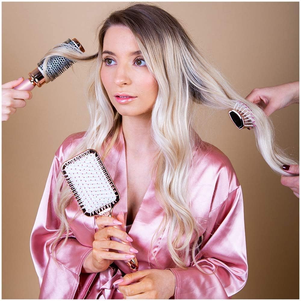 Hair Brush Set, Luxury Professional Rose Gold Hairbrushes for Detangling Blow Drying, Straightening - Image 3