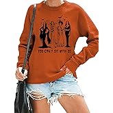 Ghoul Gang Halloween Sweatshirt Women Vintage Horror Movies Graphic Tee Goth Queens Shirt Long Sleeve Pullover Tops
