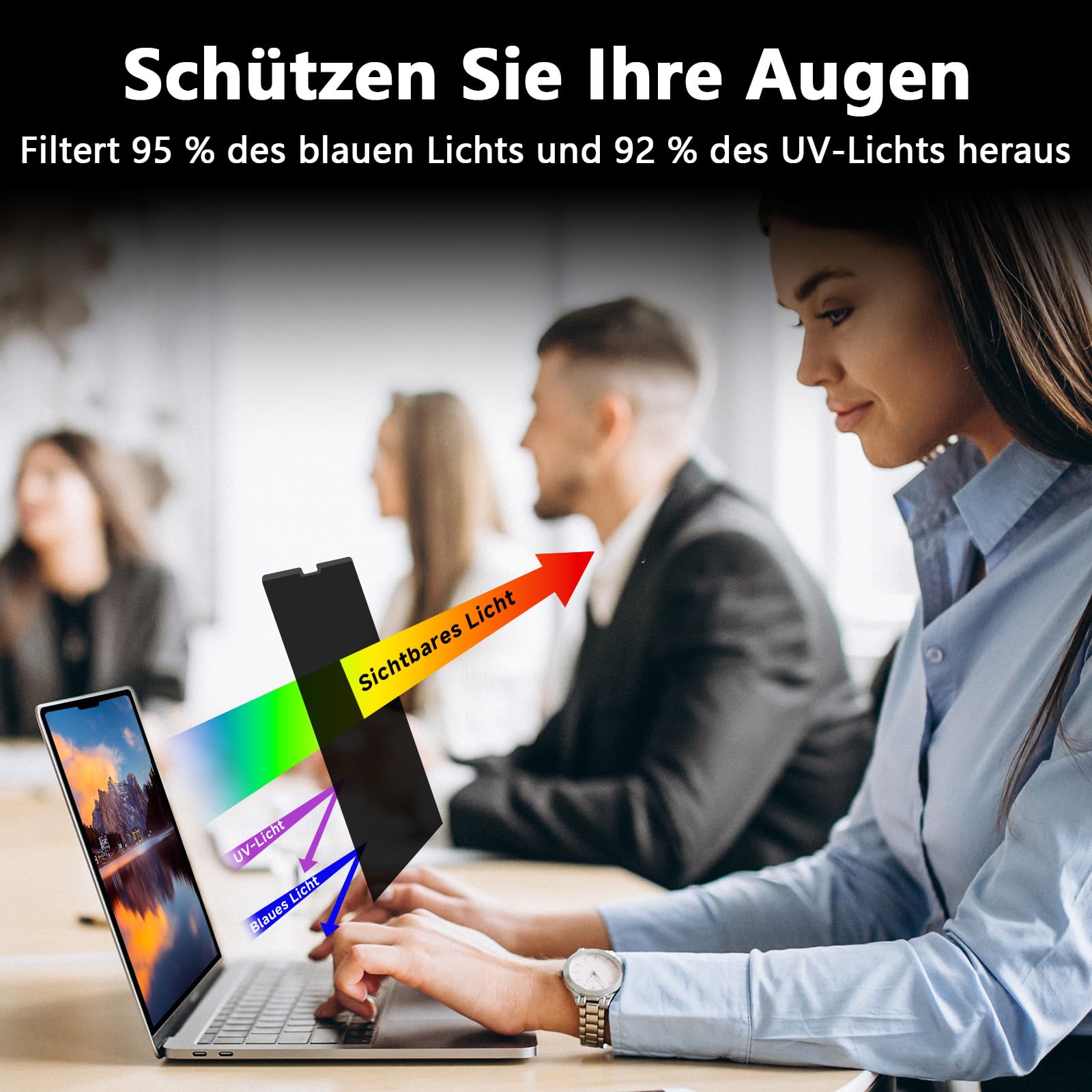 360° Magnetic Privacy Screen Protector for MacBook Air 13 (2018-2021, M1) & MacBook Pro 13 (2016-2022, M1/M2), Removable Anti-Glare 4-Way Privacy Film 13.3 Inch Privacy Filter Privacy Screen