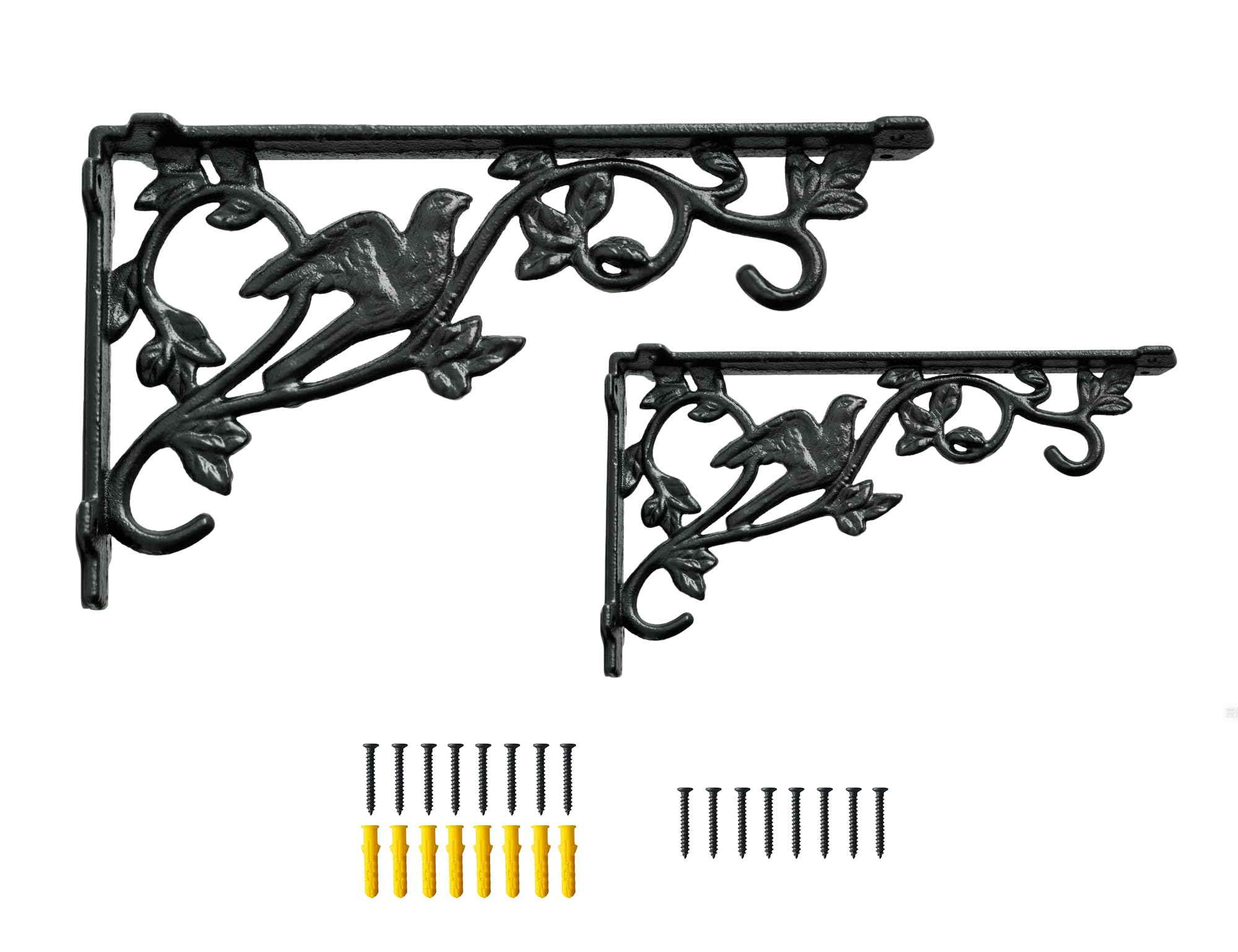 Photo 1 of 12 Inch Decorative Bird Shelf Brackets,2 Pack Cast Iron Shelf Supply,12''*6.5'' Antique Black Corbel,Screws Anchor Included
