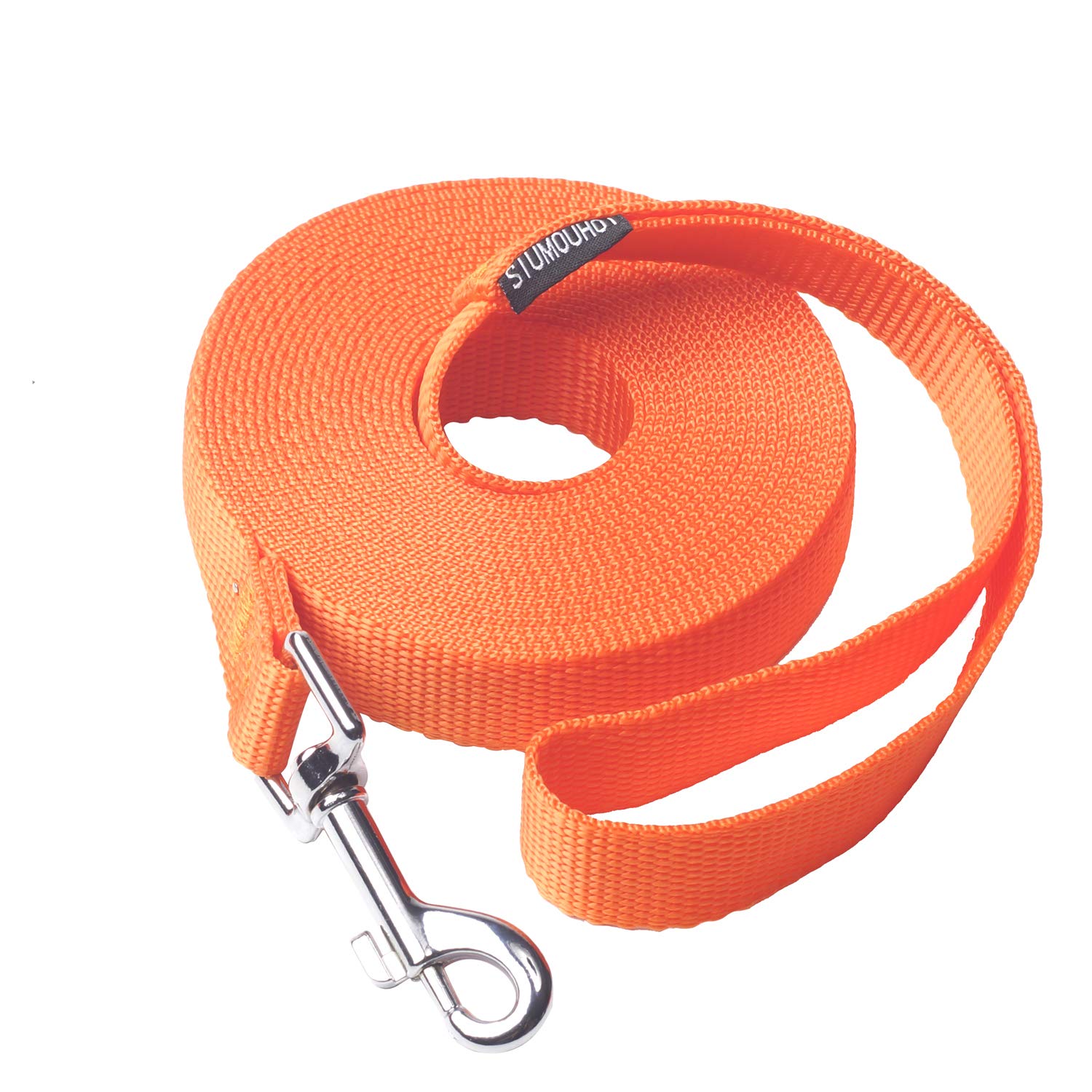 Siumouhoi Dog/Puppy Obedience Recall Training Agility Lead - 15ft 20ft 30ft 40ft 50ft Training Leash - Great for Play, Camping, or Backyard - Orange 15ft (15Feet, Orange)