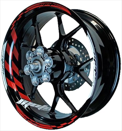 Amazon Motoinkz バイク用 17インチ フルカスタムリムステッカー フラッグ レッド B 80 Red リムステッカー 車 バイク