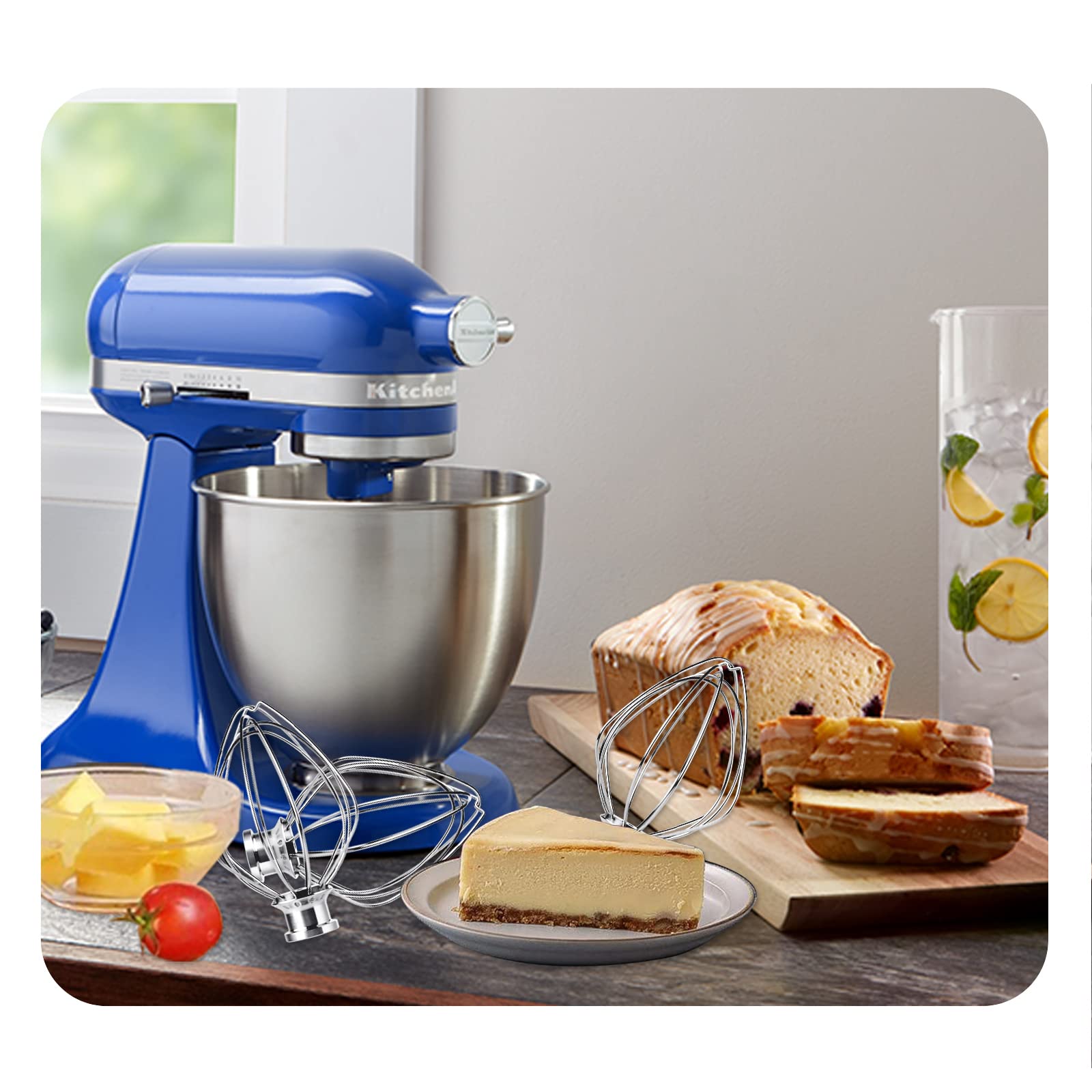 Stainless Steel 6-Wire Whip Attachment for KitchenAid 3.5 Quart Tilt-Head Stand Mixer KSM3311 and KSM3316, Heavy Duty, Dishwasher Safe, 3.5-Qt Whisk Attachment Mixer Accessories