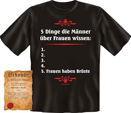 Cooles Karneval T Shirt Sexy Motiv 5 Dinge Die Männer