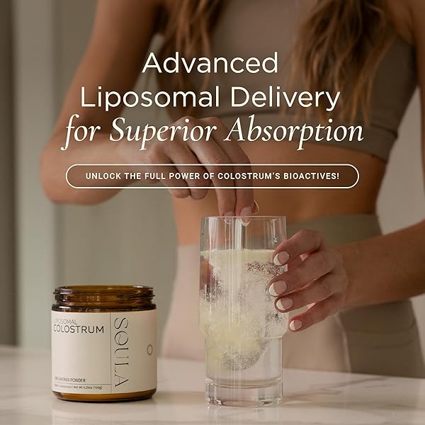 SOULA LIPOSOMAL WHOLE COLOSTRUM SUPPLEMENT POWDER – USA GRASS-FED SUPERFOOD FOR GUT HEALTH, IMMUNE SUPPORT, ATHLETIC RECOVERY & HEALTHY AGING – FIRST MILKING – 60 SERVINGS