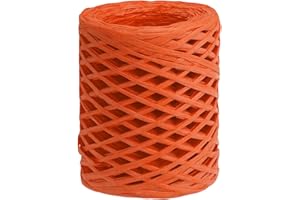 PATIKIL Raffia Ribbon 100 Yard, 1 Roll Natural Packing Paper Twine String for Crochet Box Wrapping Craft Holiday Decor, Orang