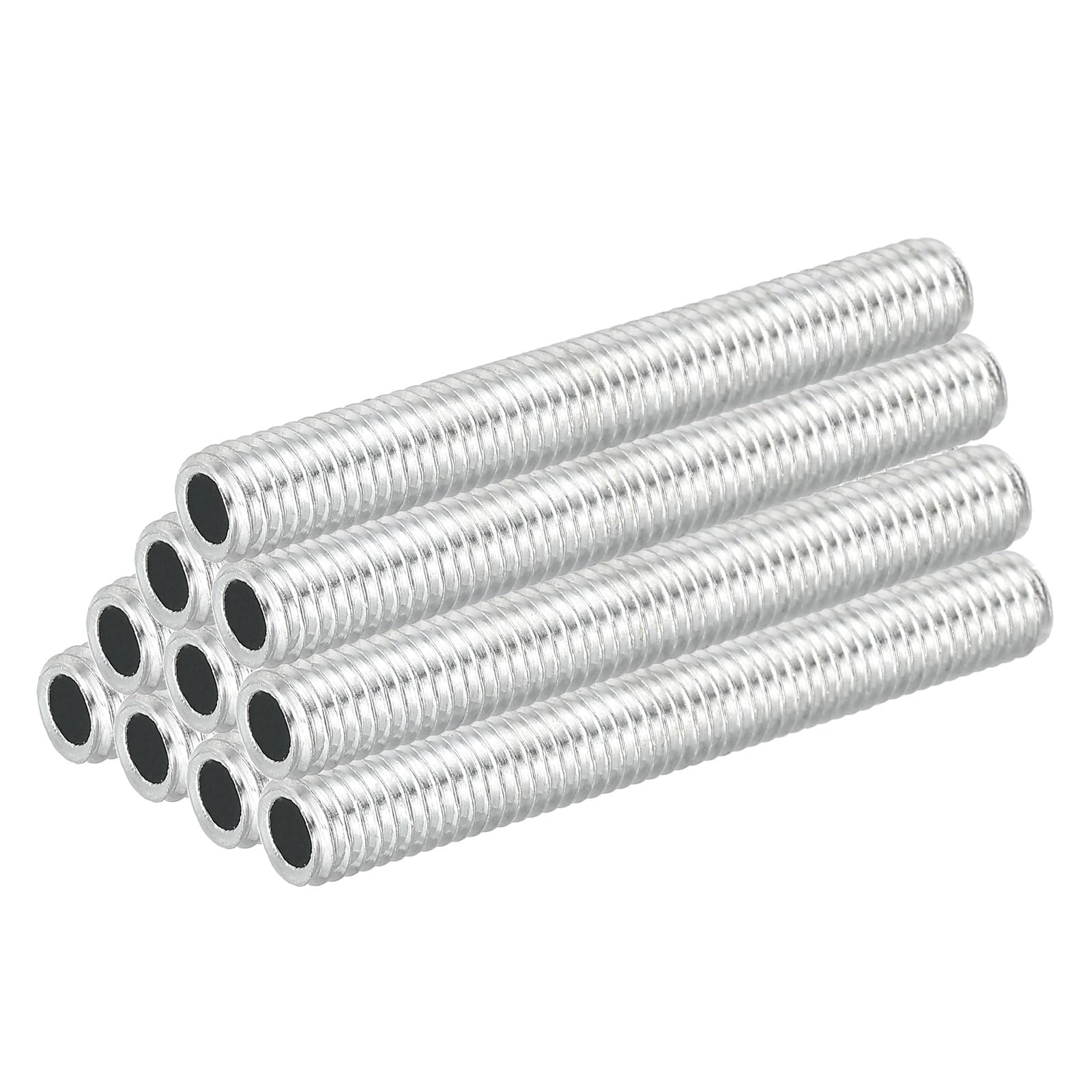 PATIKIL M8 Thread Carbon Steel Lamp Pipe, 20 Set 60 mm/2.36" Hollow Tube Thread Adapter Fasteners Hardware for Lamp Lights Chandelier Ceiling Light DIY, White Zinc Plating