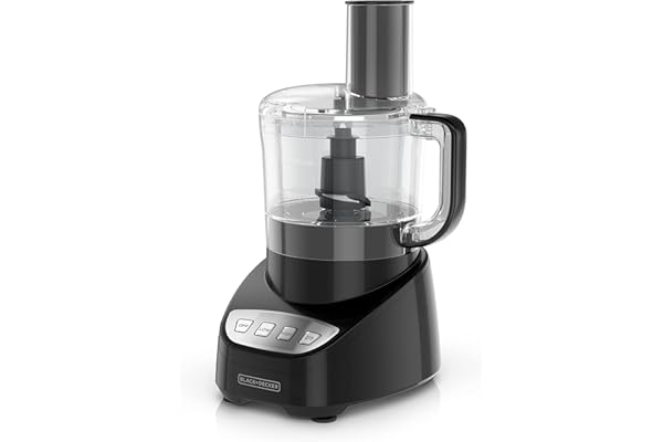 BLACK+DECKER 8-Cup Food Processor, Easy Assembly, Stainless Steel S-Blade, Shred, Slice, Chop, Puree, 450W Motor