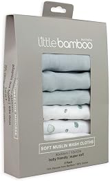 Little Bamboo Muslin Wash Cloths 6 Pack 30x30 cm Whisper Grey view 2