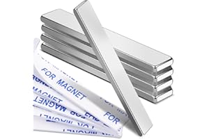 MIKEDE Neodymium Magnets, 5 Pack Super Strong Magnets Bar, Heavy Duty Magnets with Adhesive Backing, Rare Earth Small Magnets Strips for Fridge, DIY, Craft, Science - 60x10x3 mm