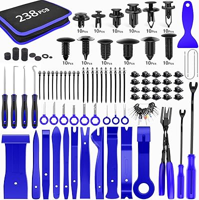 GOOACC 238Pcs Trim Removal Tool, Auto Push Pin Bumper Retainer Clip Set Fastener Terminal Remover Tool Adhesive Cable Clips Pry Kit Car Panel Radio Removal Auto Clip Pliers