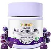 Ashwagandha Gummies & Vitamin D3 Gummies Organic Aswangdha Supplement for Improve Sleep, Stress Relief & Mood Calm (Grape Berry,Non-GMO, Gluten-Free & Sugar Free)-1 Pack