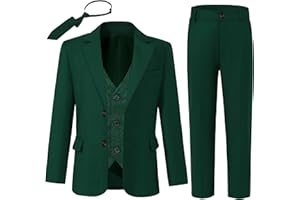 SANMIO Boys Suit 4 Piece Slim Fit Boys Suits Jacket Vest Pants Tie for Kids Suits Sets Boy Formal Tuxedo Set