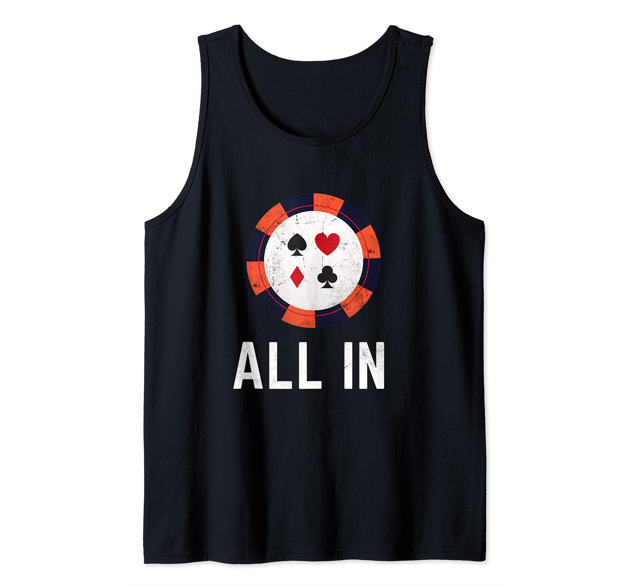 Mens Funny Poker All In Poker Chip Player Tank Top
