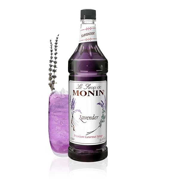 MONIN – LAVENDER SYRUP | AROMATIC & FLORAL, PREMIUM SYRUP FOR COCKTAILS, LATTES & MORE | CLEAN LABEL WITH NO ARTIFICIAL FLAVORS, NO ARTIFICIAL PRESERVATIVES (BPA FREE BOTTLE, 33.8 FL OZ)