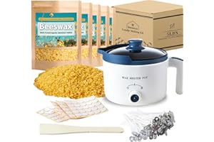 KQU Beeswax Candle Making Kit with Electric Wax Melter for Adult, 5lbs Beeswax for Candle Making and DIY Art&Craft, Including Wax Melting Pot, Wax, Cotton Wick, Wick Stickers