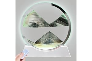 Aoderun 7" Moving Sand Art Liquid Motion with Light 3 Color Changing Moving Sand Art Picture Round Glass 3D Deep Sea Sand Art Sandscapes for Adult Relaxing Toys Desktop Home Office(Black)