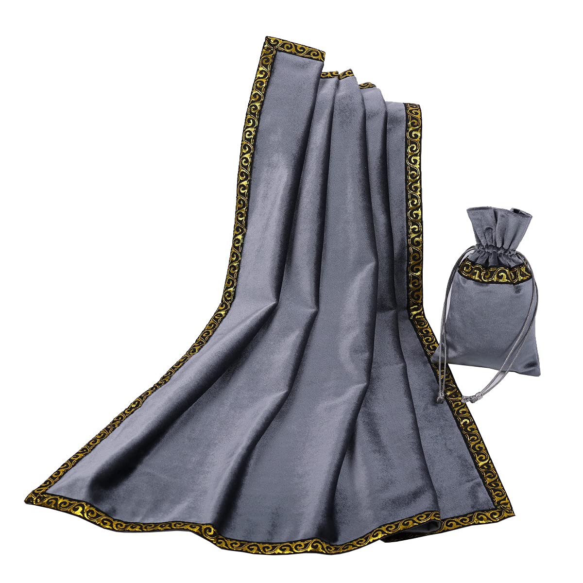 BLESSUME Altar Tarot Tablecloth Divination Wicca Velvet Cloth with Tarot Pouch (Grey 1) — image 1