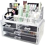 Acrylic Clear Make Up Makeup Organiser Cosmetic Box 2 Drawers