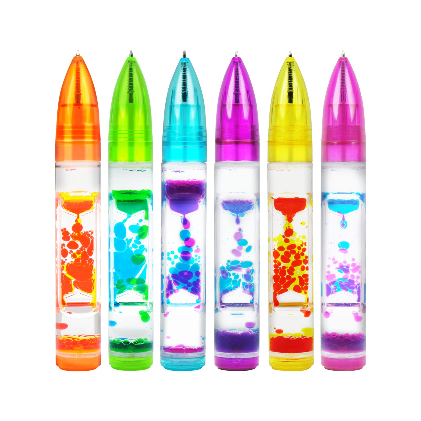 Photo 1 of YANZHE Liquid Motion Bubbler Sensory Toy Pen, Colorful Liquid Timer Pens Great for Stress and Anxiety Relief,Sand Timer for Kids and Adults(6 Pack)