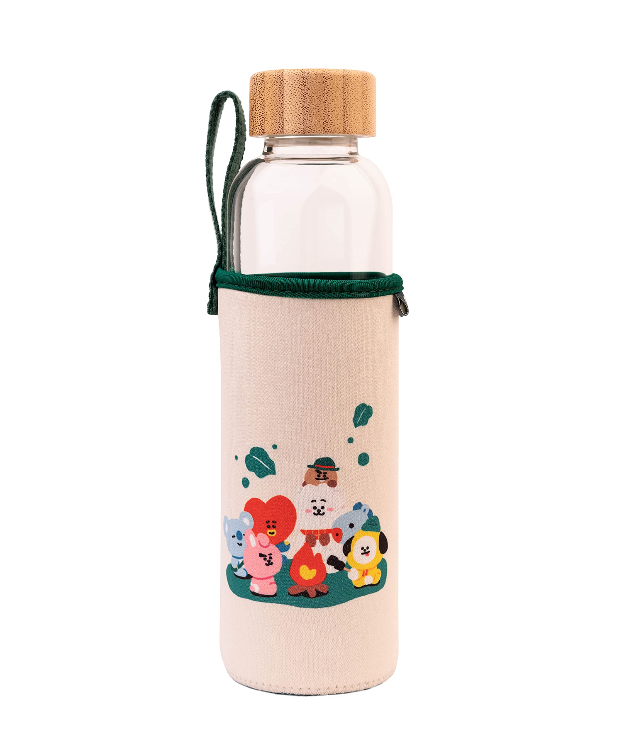 Grupo Erik Glass Water Bottle - BT21 Merch | 17oz - 500ml Water Bottle Hot and Cold, Gym, Travel Bottles | Kawaii Gifts Under 15 Pounds, Kawaii Stuff