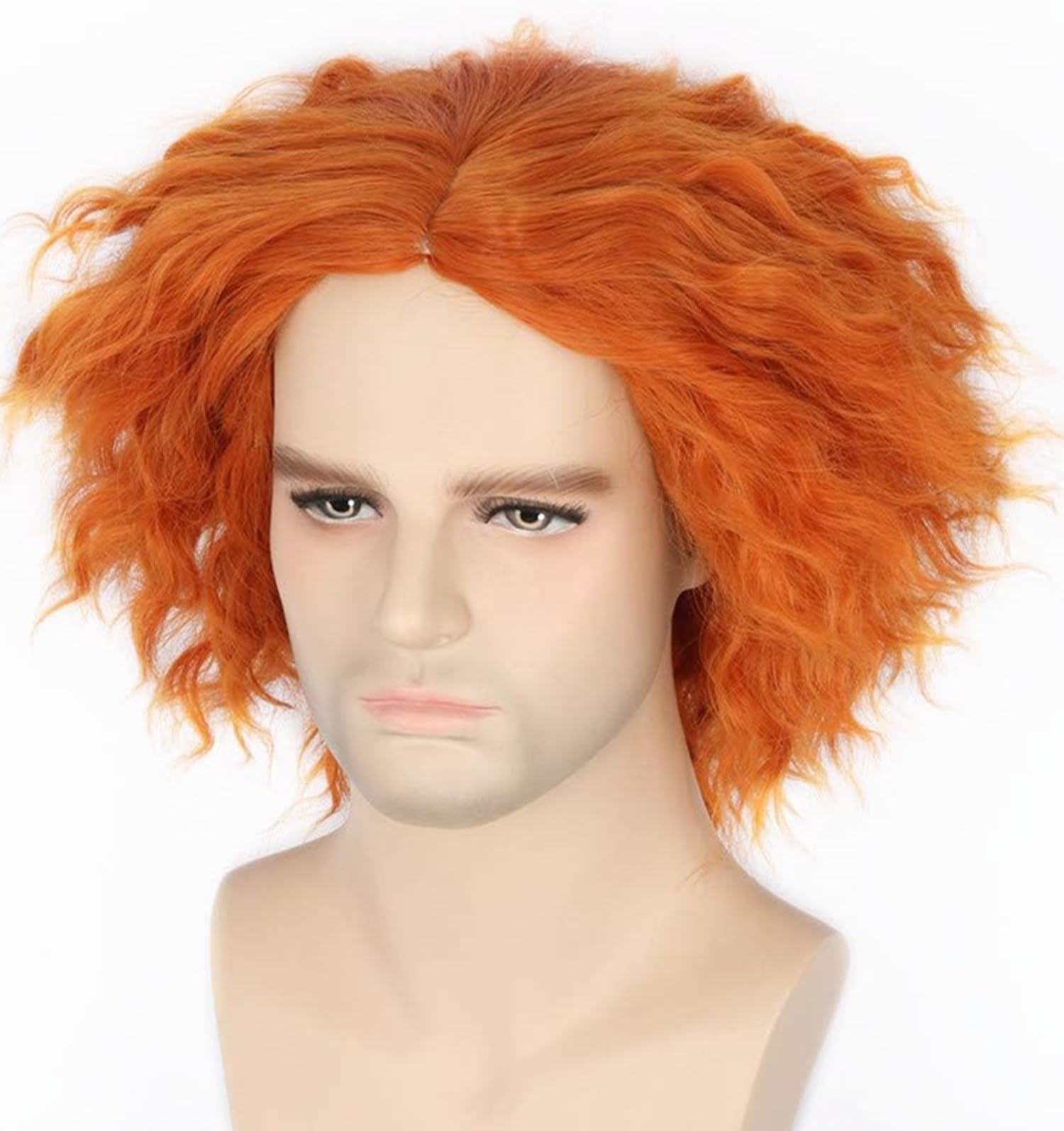 LeMarnia Mad Hatter Wig - Orange Short Curly Wig for Halloween, Carnival & Cosplay