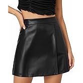 MANGOPOP Women's Faux Leather Skirt High Waist A Lined Mini Short Skirts Fall Winter Casual Trendy Outfit